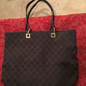 Gucci Vintage GG Canvas Shoulder Tote Bag